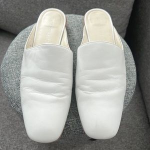 Stuart Weitzman white leather slides